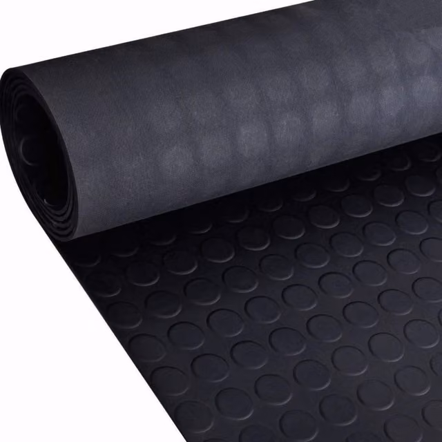 Ark Mat Coin Rubber Flooring Roll, Black, W: 200 cm x L: 200 cm, Thickness: 4 mm
