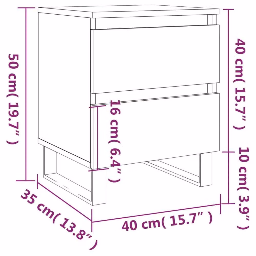 Berkfield Home Sonoma Oak Bedside Cabinet, Brown, W/D/H: 40 x 35 x 50 cm – 3