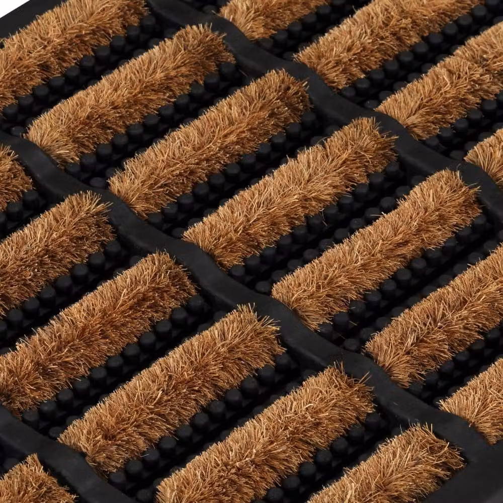 Berkfield Home Rectangular Striped Door Mat in Brown, Rubber and Coir, W: 45 cm, D: 75 cm – 4
