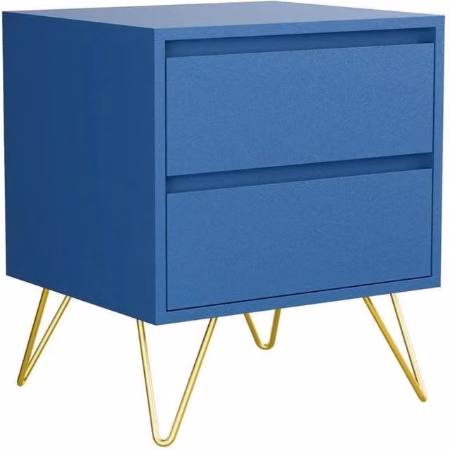 FLAVORA Modern Bedside Table in Mid Blue, W/D/H: 100 x 100 x 100 cm