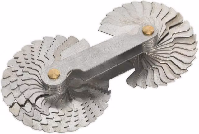 Loops 52 Piece Folding Screw Pitch Gauge Set in Silver and Multicolour, 0.25mm to 6mm, BSW and Metric Profile