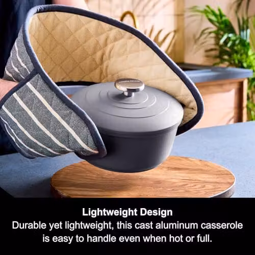 Morphy Richards Grey Cast Aluminium Casserole with Non-Stick Ceramic Coating, 2.3 l – 4