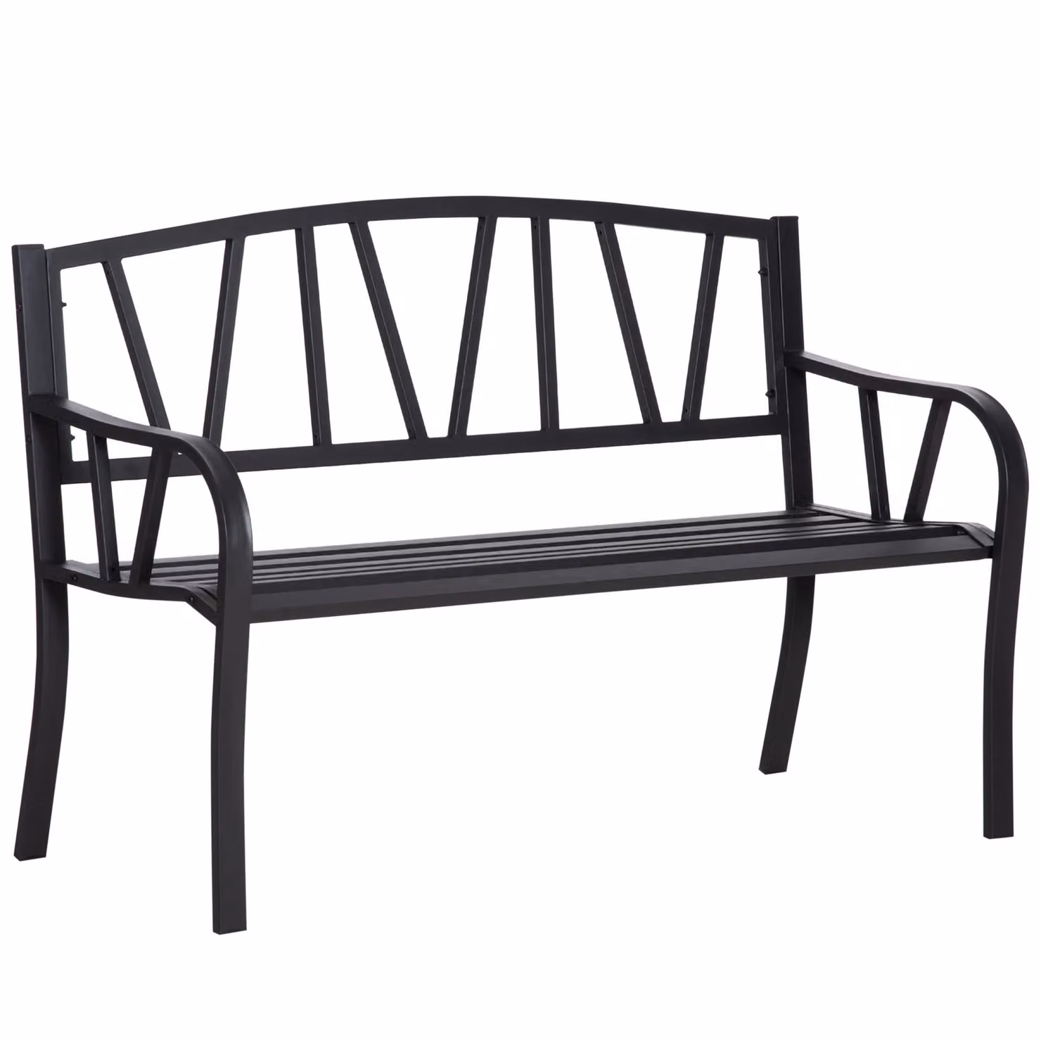 Outsunny Minimalist 2 Seater Metal Garden Bench in Matt Black – 3