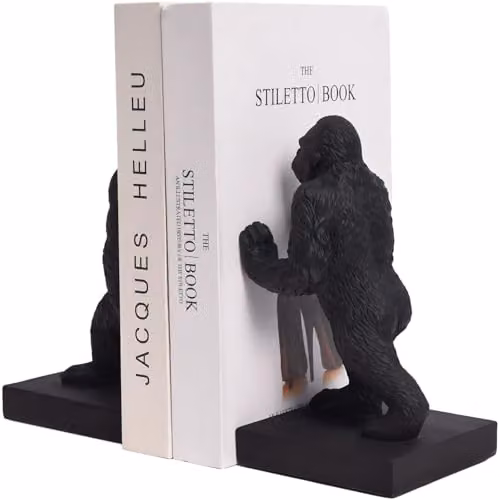 Maison Des Cadeaux Black Gorilla Resin Bookends Set – 6