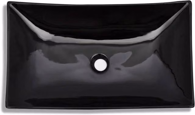 Berkfield Home Elegant Rectangular Ceramic Countertop Bathroom Sink Basin, Black, W: 65.5 cm, D: 39.0 cm, H: 14.0 cm – 1