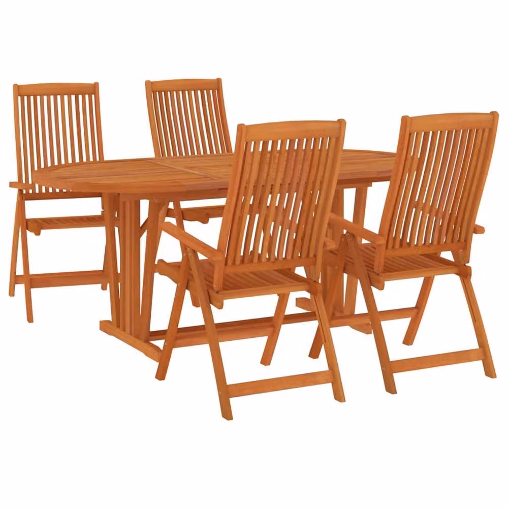 Berkfield Home 5 Piece Garden Dining Set in Brown Solid Eucalyptus Wood – 3