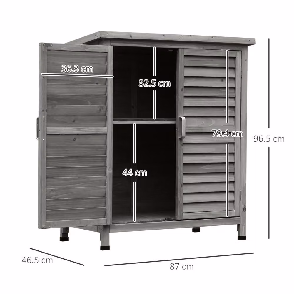 STILVORA Grey Lacquered Garden Storage Cabinet with Roll Shutter and Internal Shelves – 2