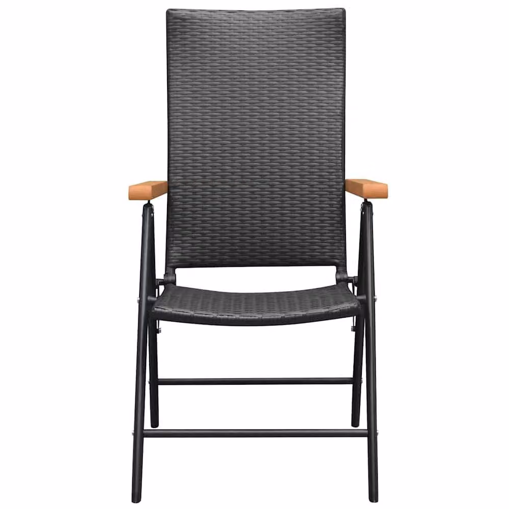 Berkfield Home Stackable Poly Rattan Garden Chairs with Armrests, Set of 2, Black – 3