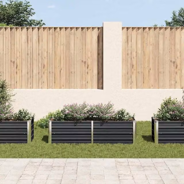 Berkfield Home Garden Anthracite Galvanised Steel Raised Bed, W/D/H: 160 x 40 x 45 cm