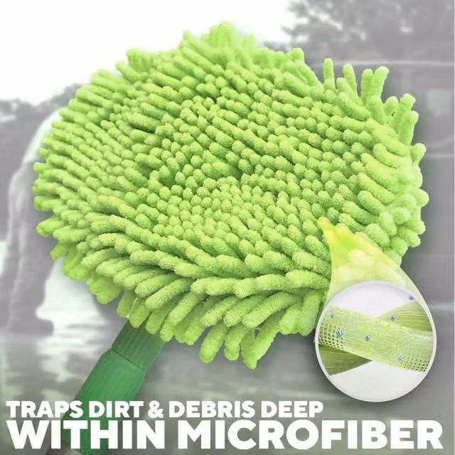 EONLION Microfibre Mop and Cleaning Brush Wash Kit with Telescopic Handle, Green, Length: 100 cm – 1