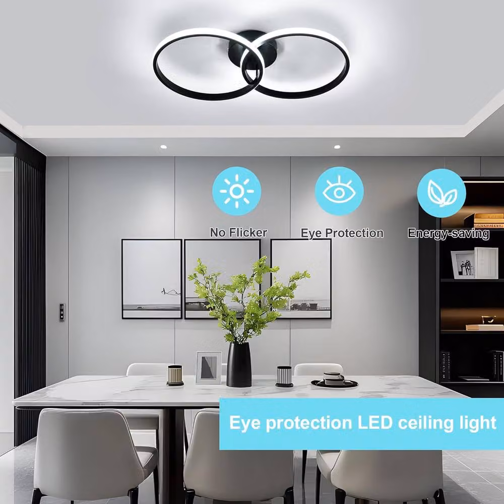Goeco Modern Round LED Ceiling Light in Black, 36W, Diameter: 54 cm – 5