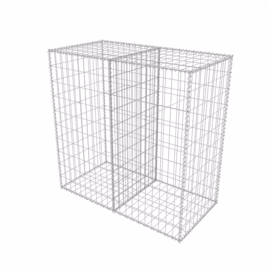 Berkfield Home Galvanised Steel Gabion Basket in Silver, W/D/H: 100 x 50 x 100 cm