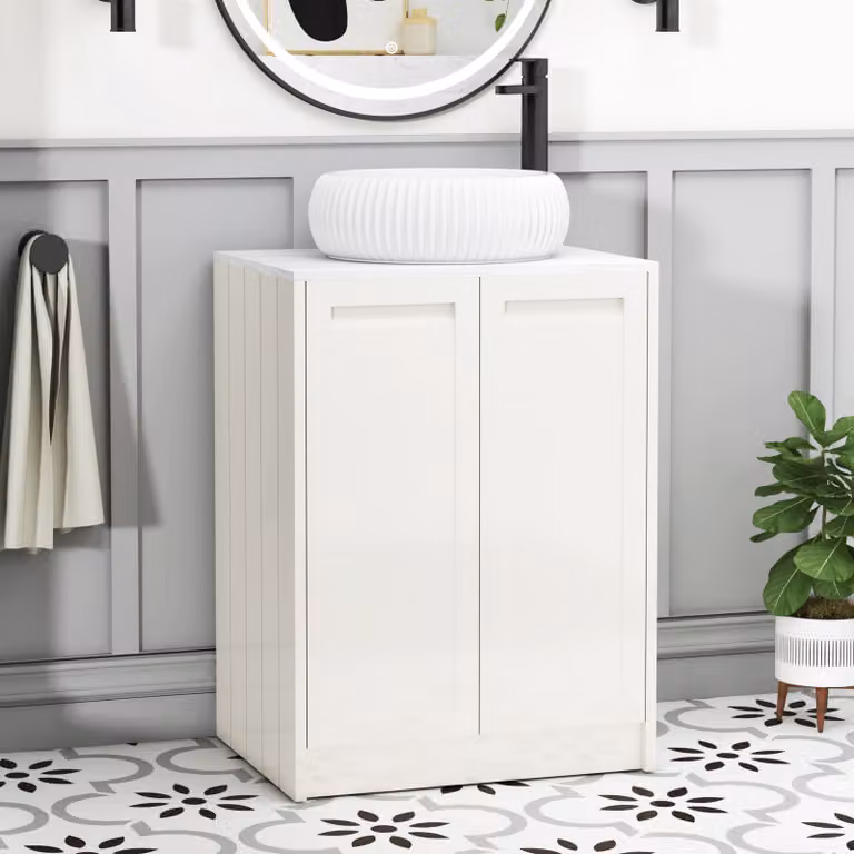 Royal Bathrooms Elmore Classic White Floor Standing 2 Door Vanity Unit with Milan Basin W: 60 cm