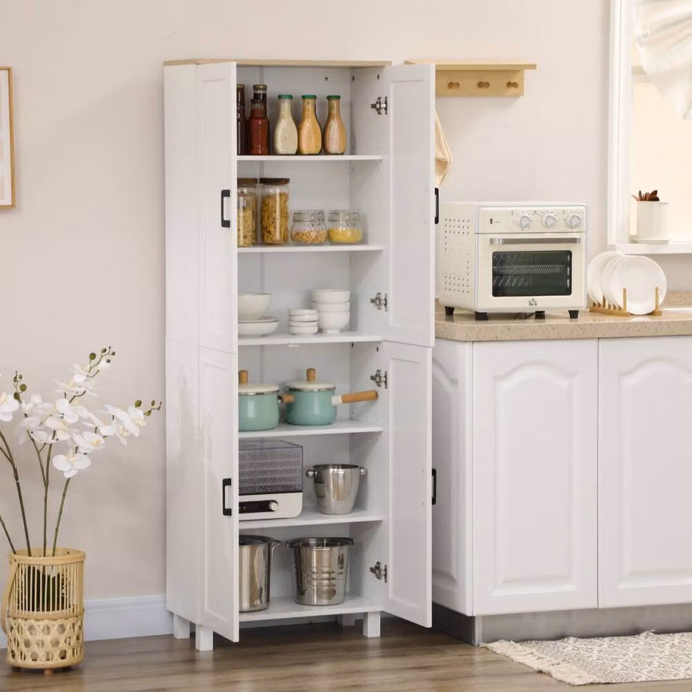 Wyld Haus Ludo White 4 Door Freestanding Kitchen Pantry Cabinet, H 170.5 x W 60.0 x D 30.0 cm – 3