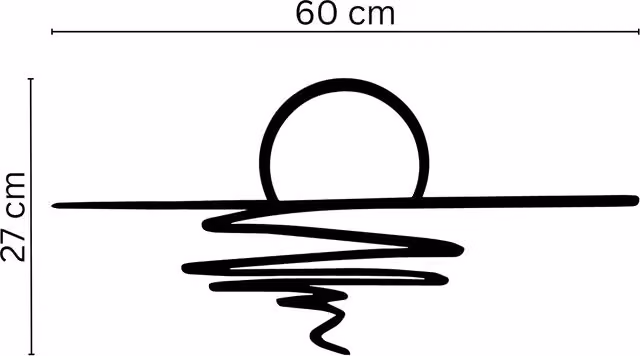 Decortie Sunset Minimalist Metal Line Art Wall Decor, Black, W: 60 cm, H: 27 cm