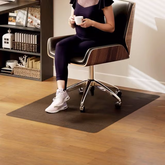 HOMCOM Non-Slip Frosted Hard Floor Protector Chair Mat, Black