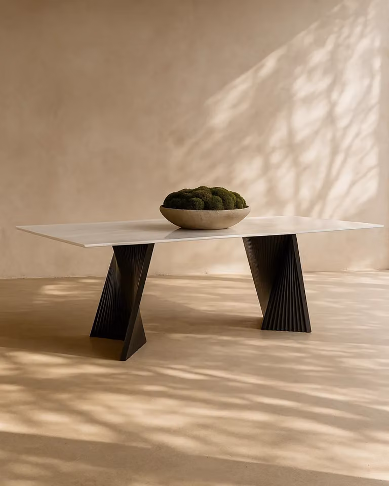 Tommy Franks Reseda Modern Rectangular Marble Dining Table in White and Black, W/D/H: 240 x 110 x 75 cm