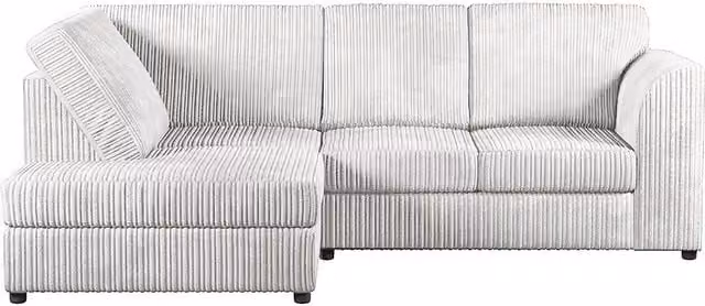 Furnishings For Less UK Luxor 4 Seater L-Shape Corner Sofa, Left Hand Facing, Silver Jumbo Cord with Full Back