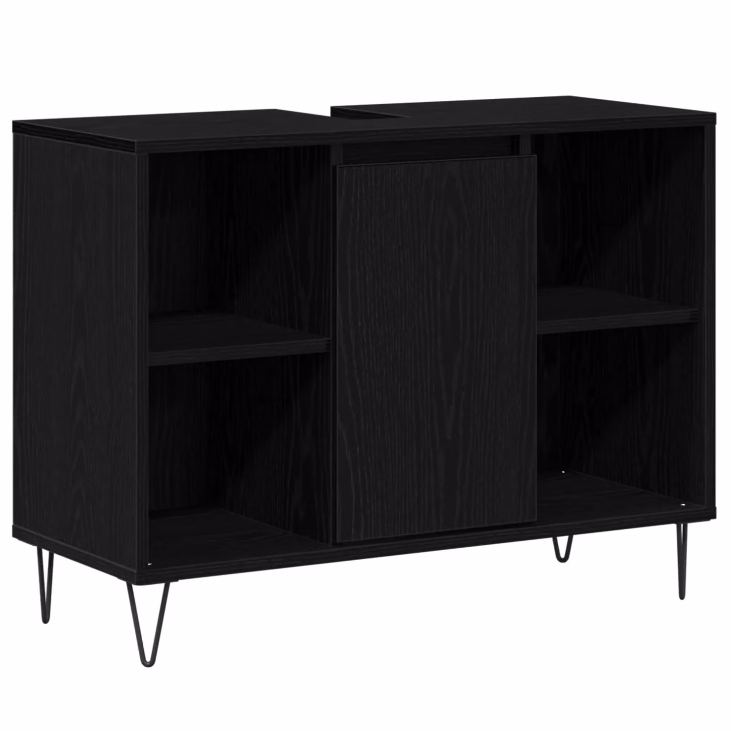Berkfield Home Black Oak MDF Bathroom Vanity Unit with Sliding Doors and Internal Shelves – 2
