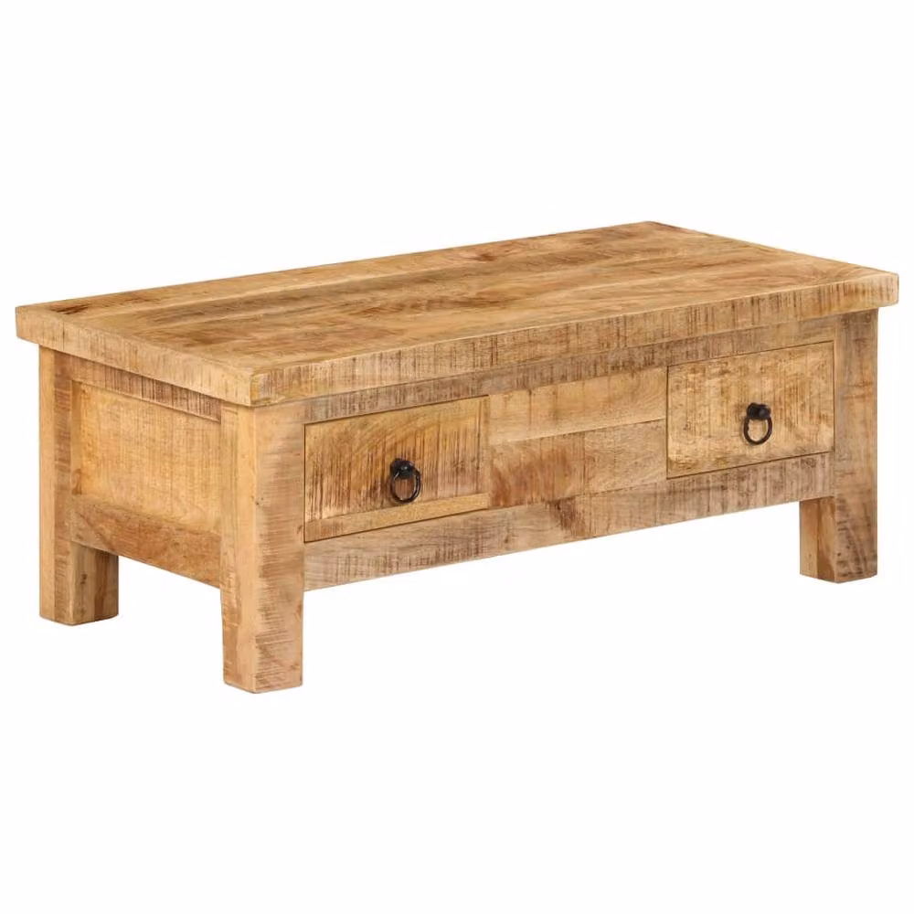 Berkfield Home Durable Rectangular Coffee Table in Brown Solid Mango Wood W/D/H: 90 x 45 x 35 cm – 2