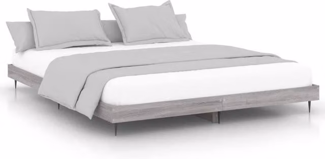 Berkfield Home Grey Sonoma Bed Frame in Engineered Wood, W/D/H: 120 x 200 cm
