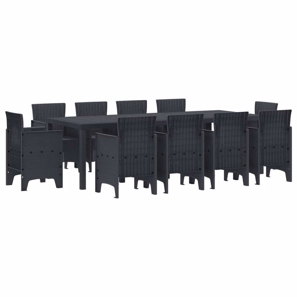 Berkfield Home 11 Piece Anthracite Poly Rattan Garden Dining Set – 2