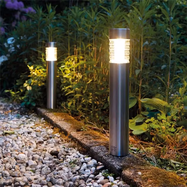 Luxform Tacoma Solar LED Garden Lights in Metallic Silver, 2 Pack