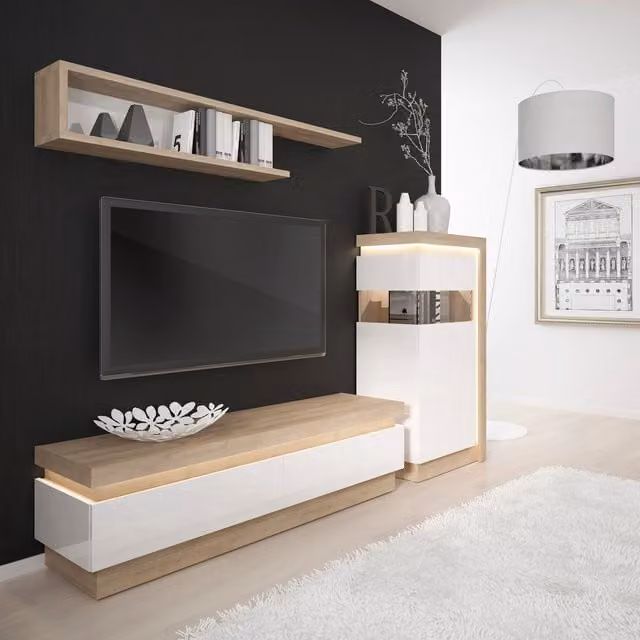 Jonas & James Lelia Two Drawer TV Cabinet in Riviera Oak and White