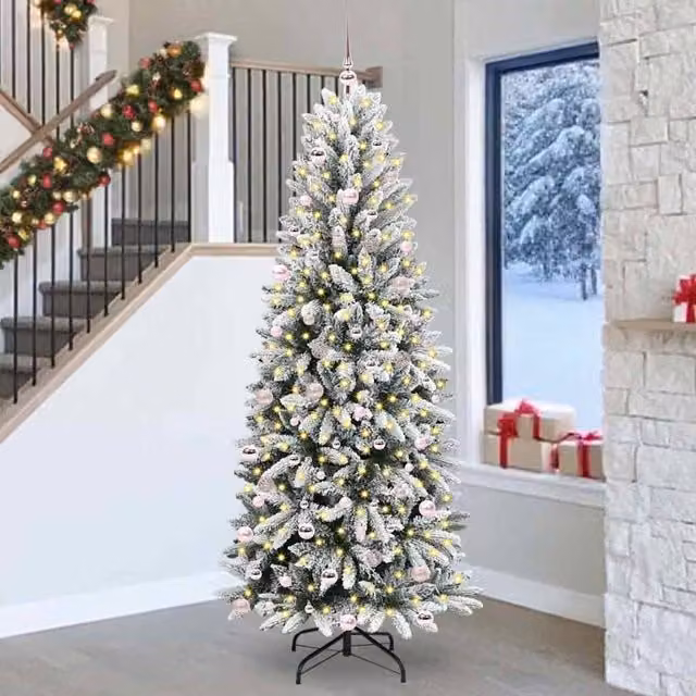 Berkfield Home Artificial Christmas Tree with 300 White LEDs, W/D/H: 93 x 93 x 240 cm – 1