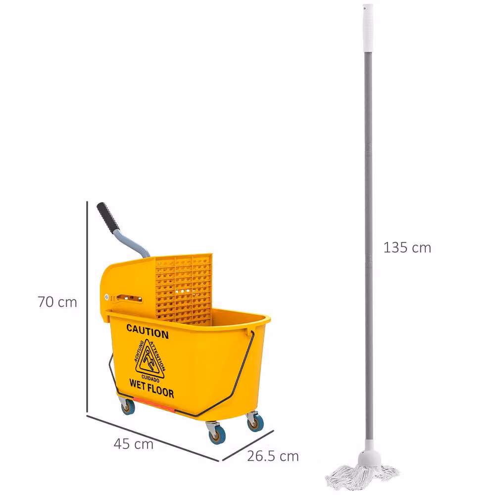 STILVORA Mop Bucket with Wringer and Wheels in Yellow – 2