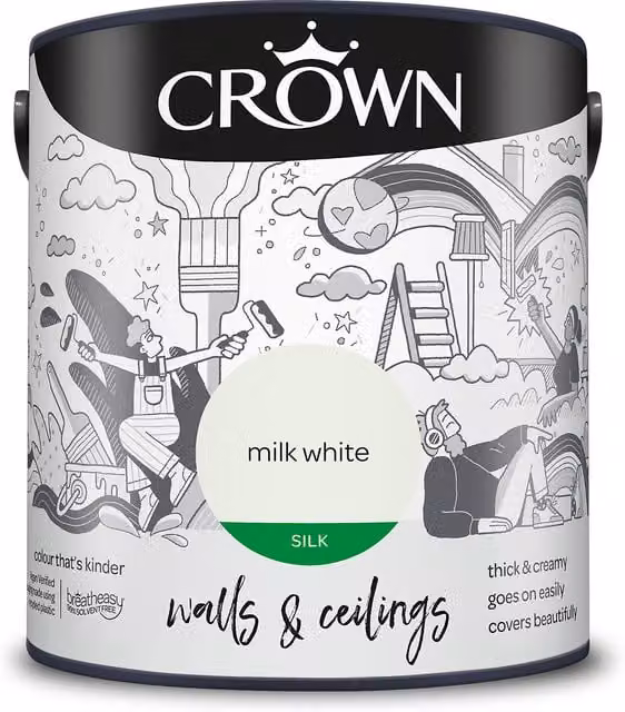 Crown Walls and Ceilings Silk Emulsion White 2.5l