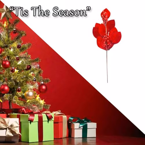 VFM e-Store Red Leaf Berry Stem Christmas Floral Decoration, 67cm – 5