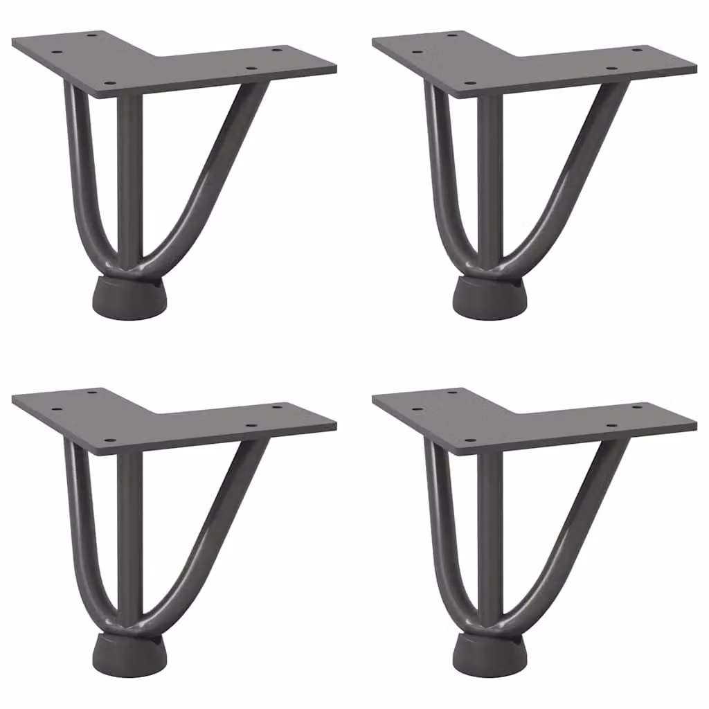 Berkfield Home Hairpin Table Legs, 4 Pieces, Anthracite Black Solid Steel, Height: 10 cm – 2
