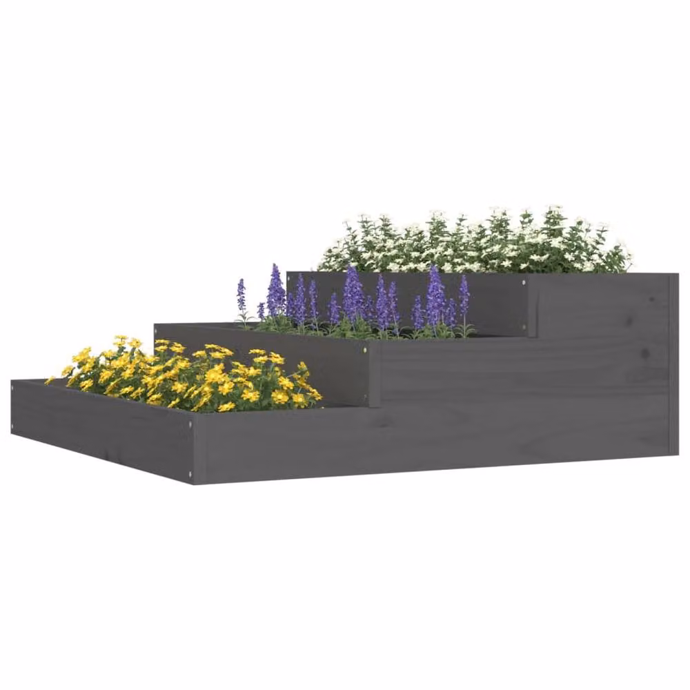 Berkfield Home Grey Wooden Raised Bed Planter W/D/H: 78 x 78 x 27 cm – 3