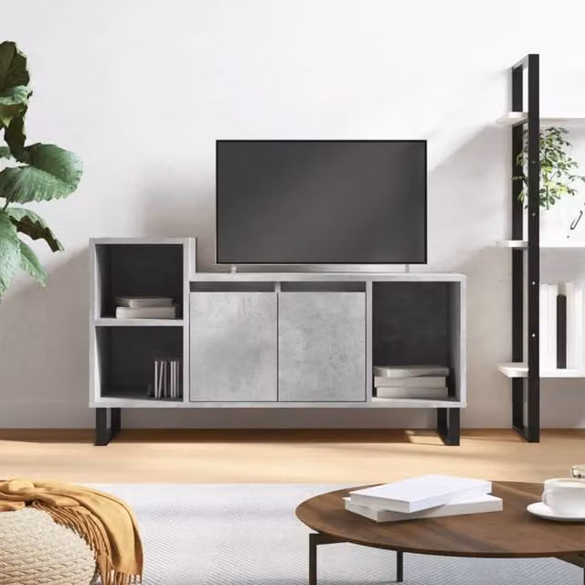 Berkfield Home Industrial TV Cabinet in Concrete Grey, W/D/H: 100 x 35 x 55 cm