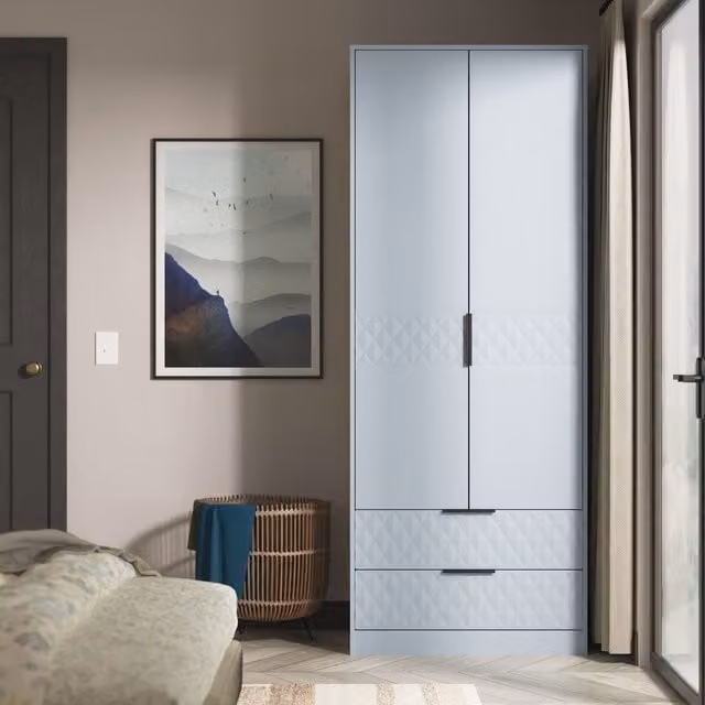2 U Islay Ready Assembled 2 Door 2 Drawer Wardrobe in Light Blue