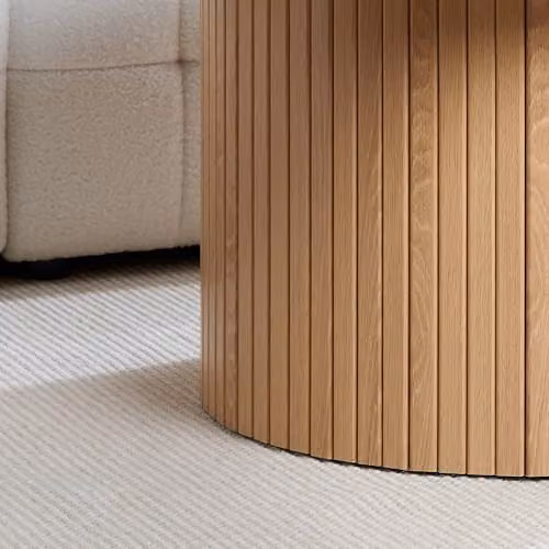 Birlea Axel Round Fluted Coffee Table in Oak Brown, W: 86 cm, D: 45 cm, H: 80 cm – 3