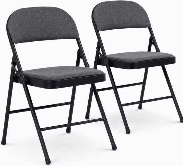 Bravich Grey Fabric Padded Folding Dining Chair with Metal Frame
