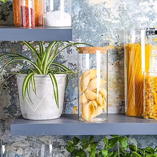 Argon Tableware Scandi Glass Storage Jar with Cork Lid in Transparent, 2 Litre – 2
