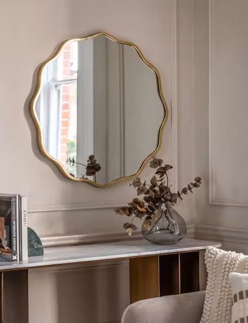 Gallery Direct Sloane Large Round Metal Wall Mirror in Gold