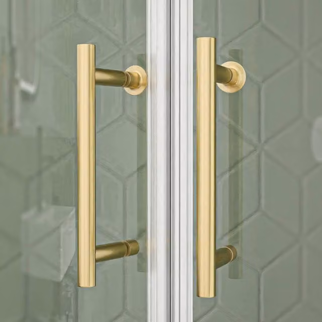 Nes Home Set of 2 Round Brushed Gold Brass Handles with 145mm Bolt Distance – 1