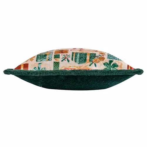 Furn All Wrapped Up Faux Fur and Velvet Square Cushion in Green, W/D/H: 50 x 50 x 50 cm – 2