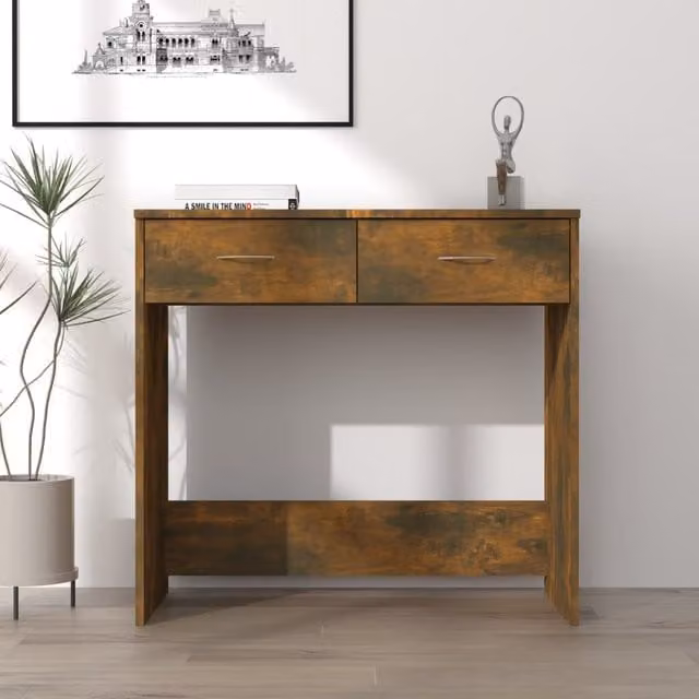 Berkfield Modern Writing Desk in Smoked Oak Brown, W/D/H: 80 x 40 x 75 cm