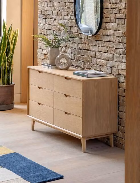 Gallery Direct Nord Wide 6 Drawer Oak Chest of Drawers