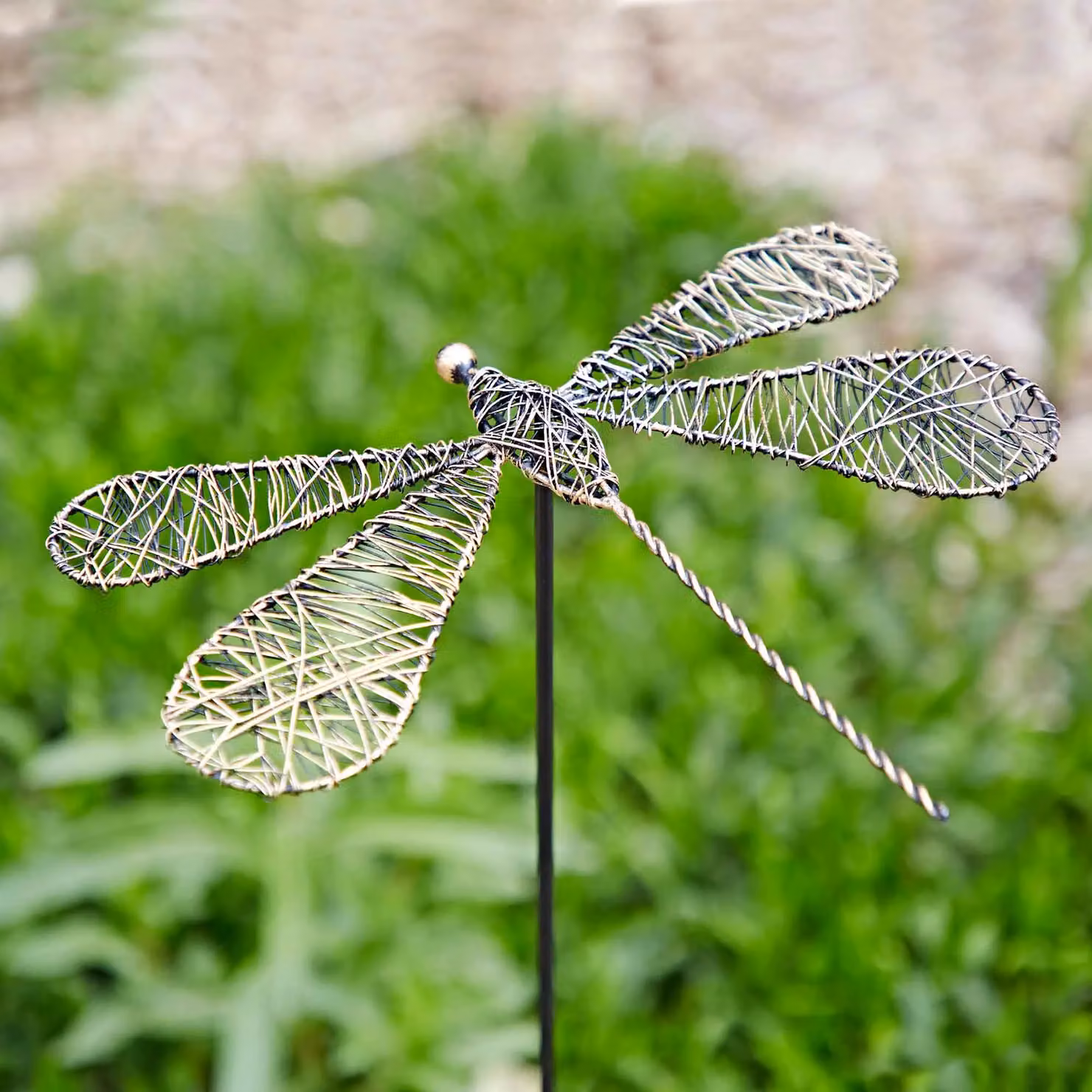 Paper High Tramea Metal Dragonfly Garden Stake Decoration in Bronze and Gold – 2