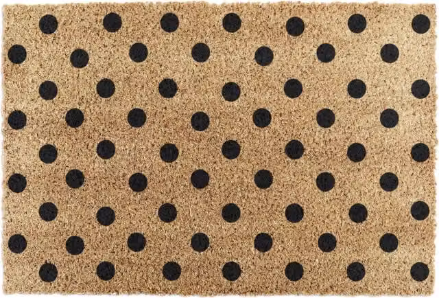Artsy Mats Dots Doormat in Brown with Non-Slip Coir and Natural Rubber Base