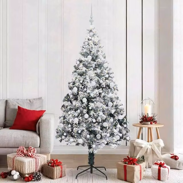 Berkfield Home Artificial Green Christmas Tree with 300 LEDs and Stand, Height: 210 cm – 1