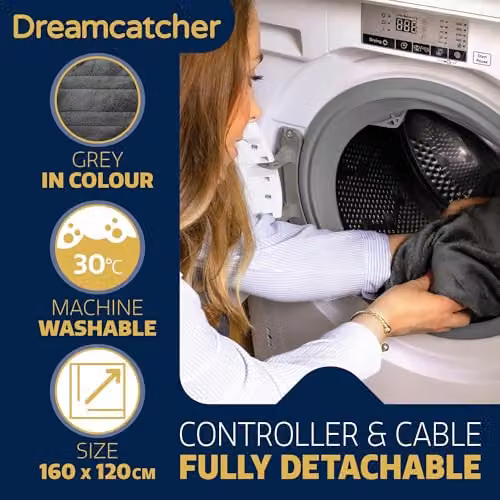 Dreamcatcher Heated Throw Blanket in Grey with 9 Heat Settings and 12HR Timer – 4
