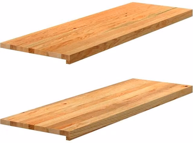 Berkfield Home Solid Oak Wood Window Sills, 2 Pieces, Light Brown, W: 120 cm, D: 40 cm, H: 2 cm
