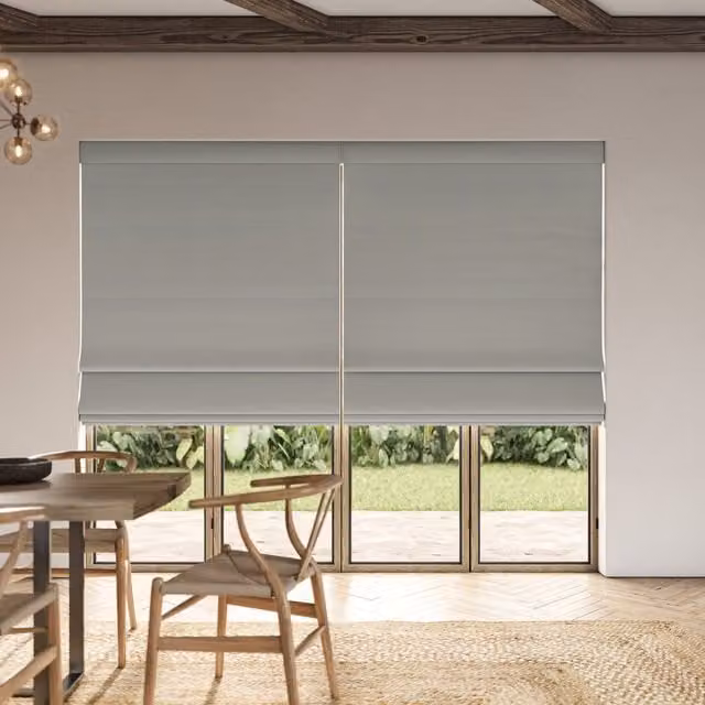 Ante Decor Lucent No Joins Made To Measure Blackout Roman Blind in Ash Grey and Black